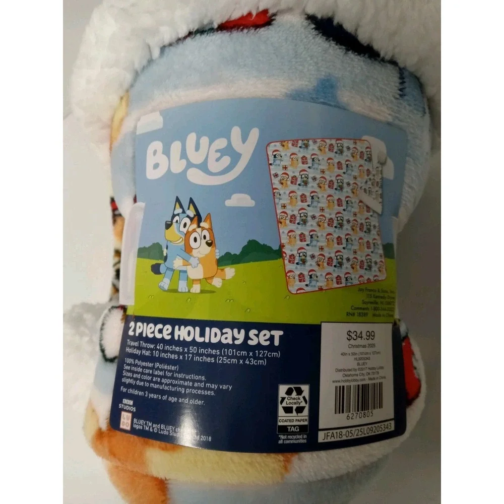 Bluey‎ Holiday Throw Blanket And Hat 40